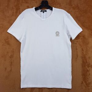 VERSACE Shirt Mens Small Size 4 White Pullover Crew Medusa Medallion Logo Tee